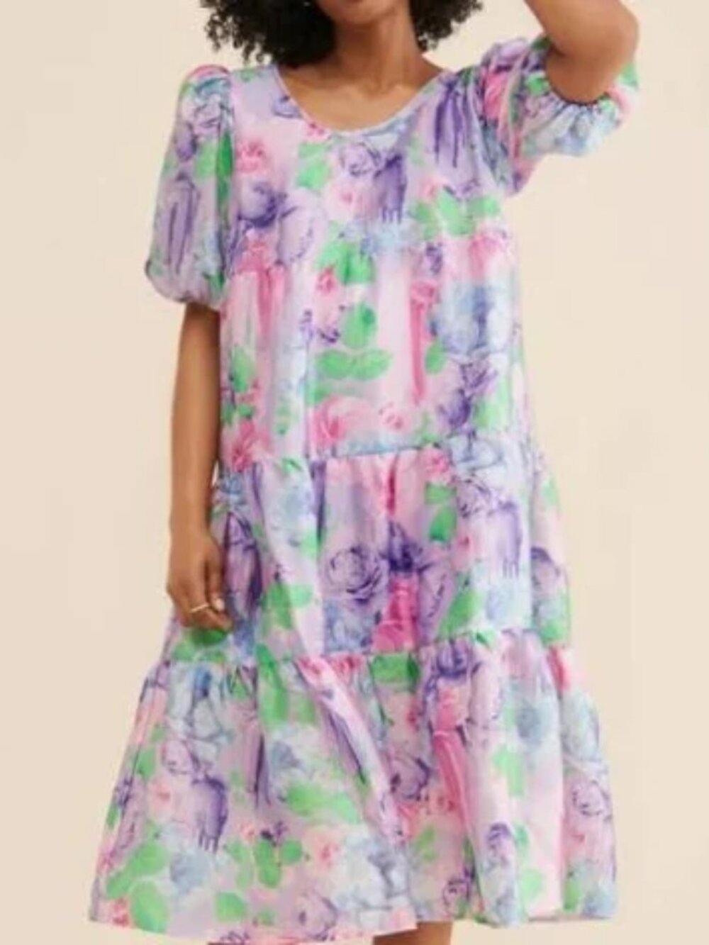 NWOT Cras Copenhagen Lyracras Floral Tiered Dress EU 36 Fits L/XL